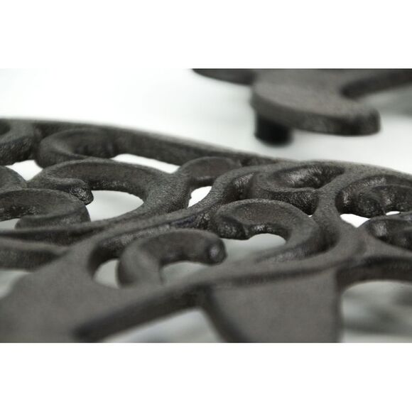 Set of 2 Black Enamel Cast Iron Bear Kitchen Trivets Lodge Decor - Picture 3 of 4